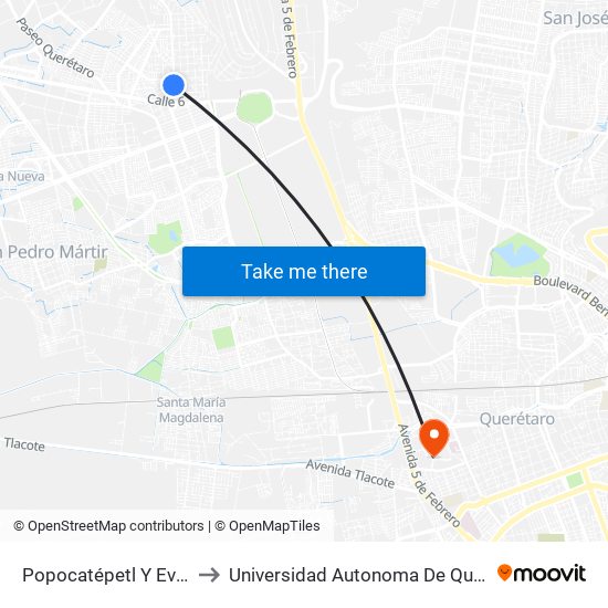 Popocatépetl Y Everest to Universidad Autonoma De Querétaro map
