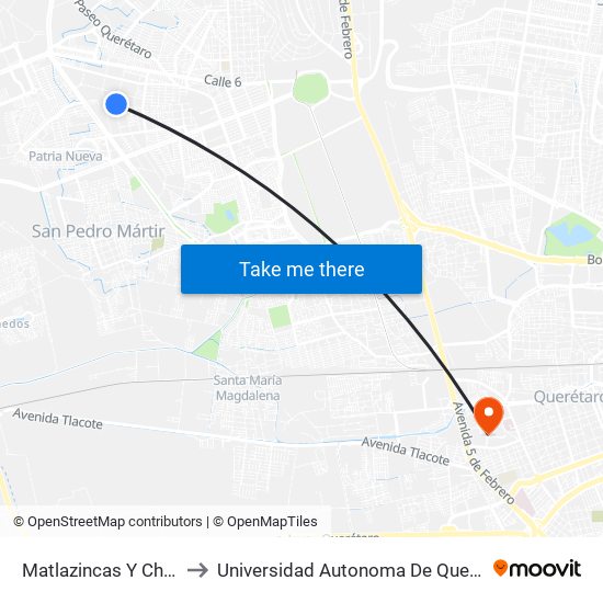 Matlazincas Y Choles to Universidad Autonoma De Querétaro map