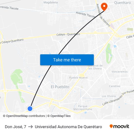 Don José, 7 to Universidad Autonoma De Querétaro map