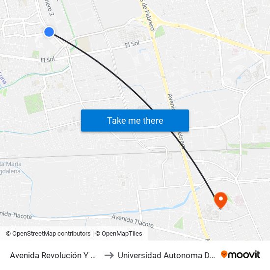 Avenida Revolución Y Calle Geiser to Universidad Autonoma De Querétaro map