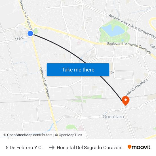 5 De Febrero Y Coahuila to Hospital Del Sagrado Corazón De Jesús map