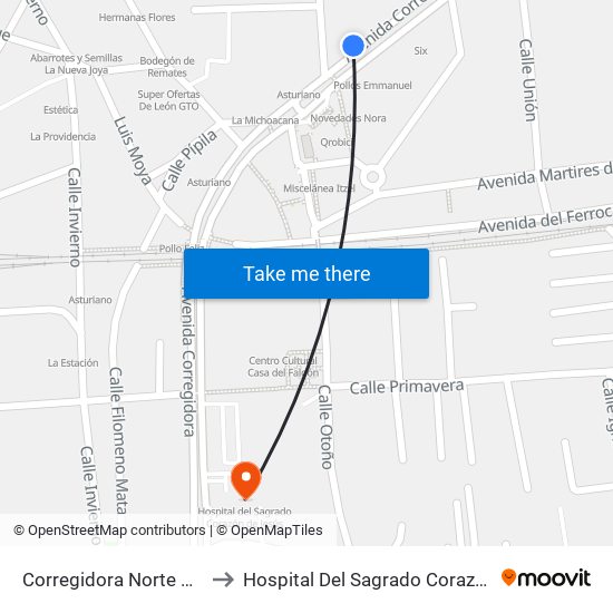 Corregidora Norte Y Metralla to Hospital Del Sagrado Corazón De Jesús map