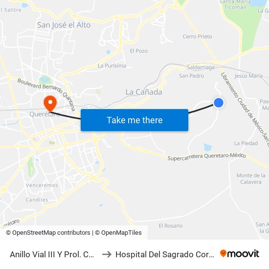 Anillo Vial III Y Prol. Constituyentes to Hospital Del Sagrado Corazón De Jesús map