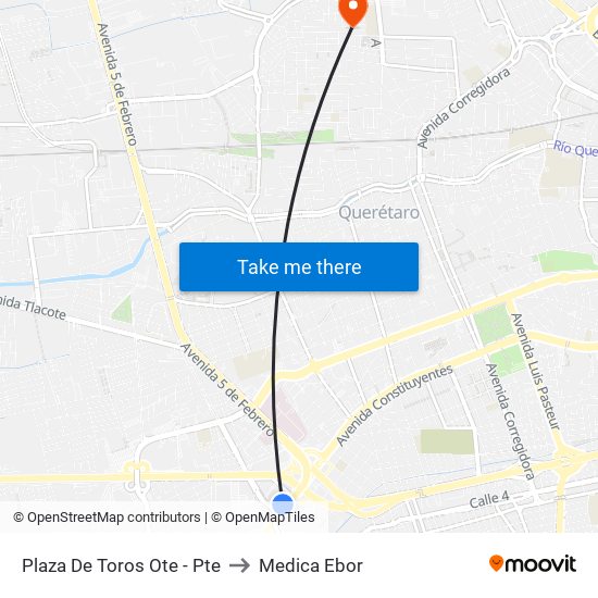 Plaza De Toros Ote - Pte to Medica Ebor map