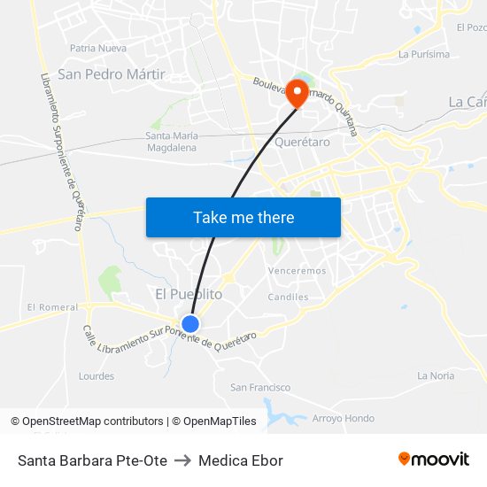 Santa Barbara Pte-Ote to Medica Ebor map