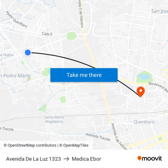 Avenida De La Luz 1323 to Medica Ebor map