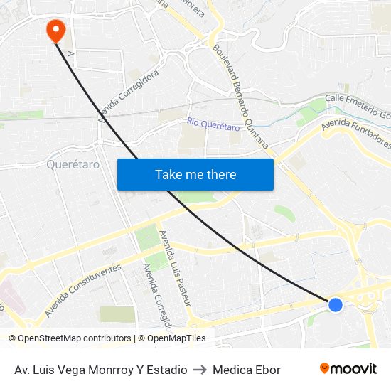 Av. Luis Vega Monrroy Y Estadio to Medica Ebor map