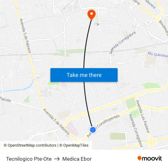 Tecnilogico Pte-Ote to Medica Ebor map