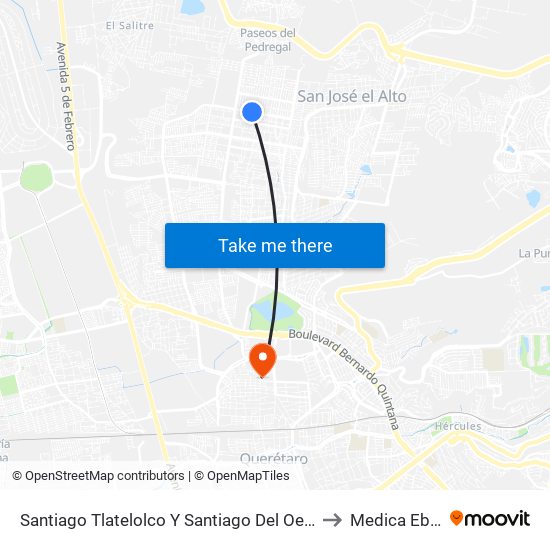 Santiago Tlatelolco Y Santiago Del Oeste to Medica Ebor map