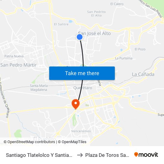 Santiago Tlatelolco Y Santiago Del Oeste to Plaza De Toros Santa María map