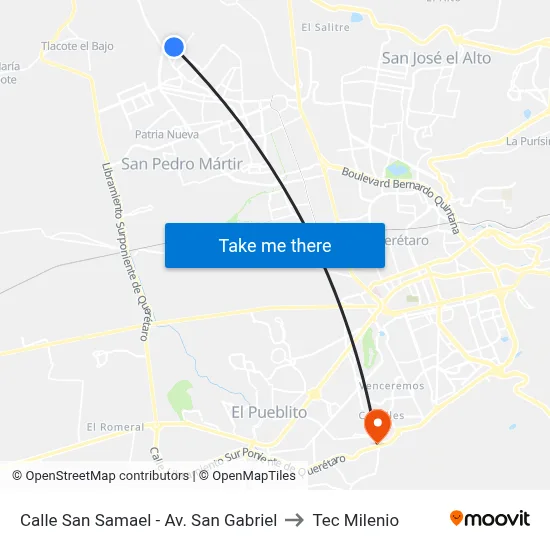 Calle San Samael - Av. San Gabriel to Tec Milenio map