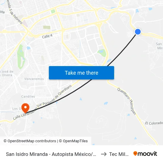 San Isidro Miranda - Autopista México/Querétaro to Tec Milenio map
