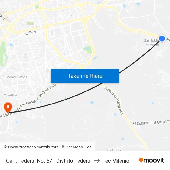 Carr. Federal No. 57 - Distrito Federal to Tec Milenio map