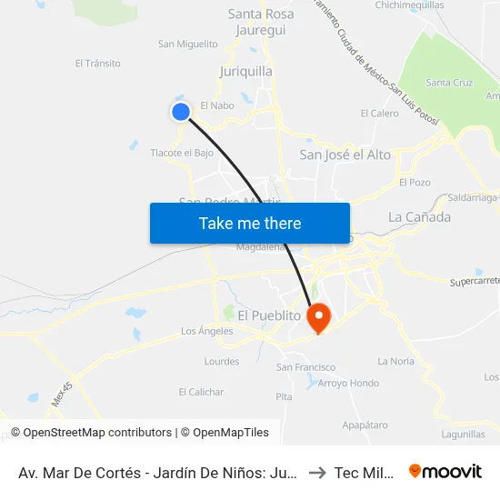 Av. Mar De Cortés - Jardín De Niños: Justo Serra to Tec Milenio map