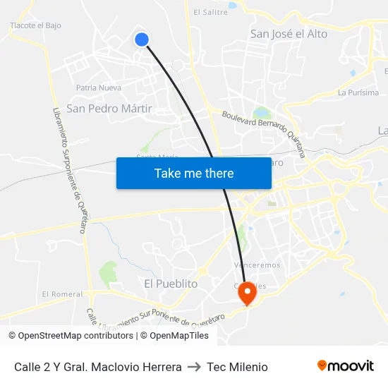 Calle 2 Y Gral. Maclovio Herrera to Tec Milenio map