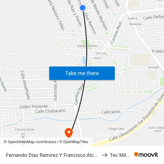 Fernando Diaz Ramirez Y Francisco Alcocer Pozo to Tec Milenio map
