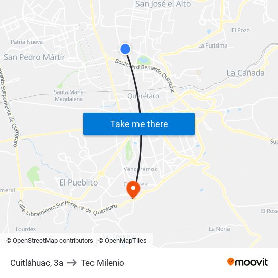 Cuitláhuac, 3a to Tec Milenio map