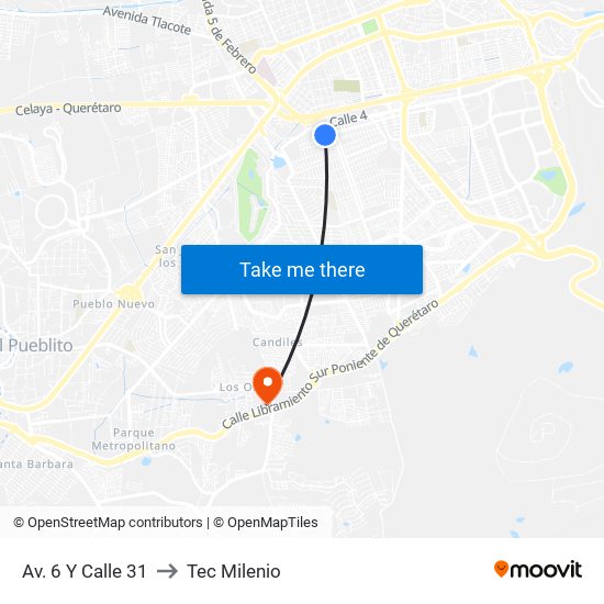 Av. 6 Y Calle 31 to Tec Milenio map
