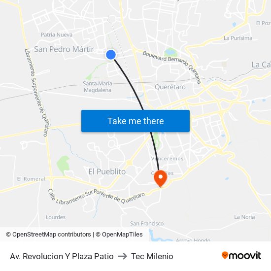 Av. Revolucion Y Plaza Patio to Tec Milenio map