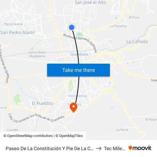 Paseo De La Constitución Y Pie De La Cuesta to Tec Milenio map