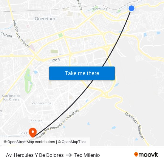 Av. Hercules Y De Dolores to Tec Milenio map