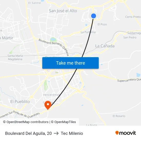 Boulevard Del Aguila, 20 to Tec Milenio map