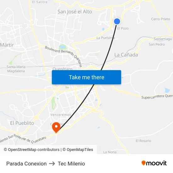 Calle Puma - Av. Marmota to Tec Milenio map