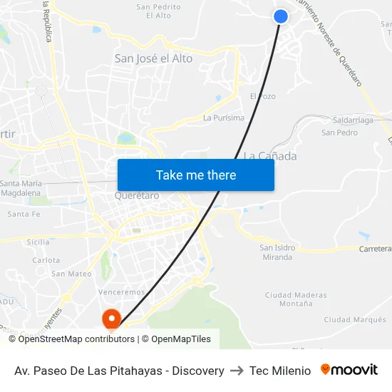 Av. Paseo De Las Pitahayas - Discovery to Tec Milenio map