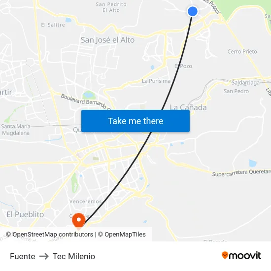 Fuente to Tec Milenio map