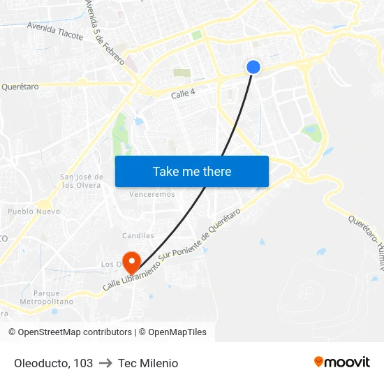 Oleoducto, 103 to Tec Milenio map