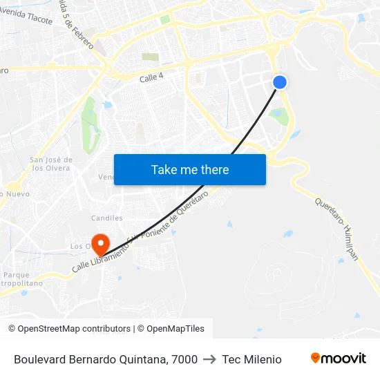 Boulevard Bernardo Quintana, 7000 to Tec Milenio map