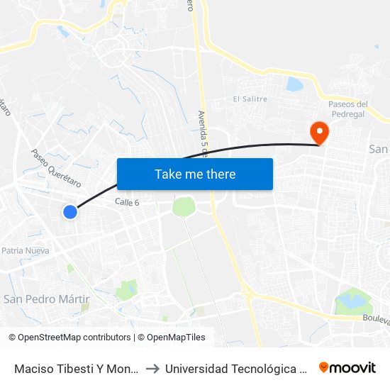 Maciso Tibesti Y Monte Parnaso to Universidad Tecnológica De Querétaro map