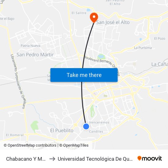 Chabacano Y Manija to Universidad Tecnológica De Querétaro map