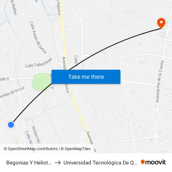 Begonias Y Heliotropos to Universidad Tecnológica De Querétaro map