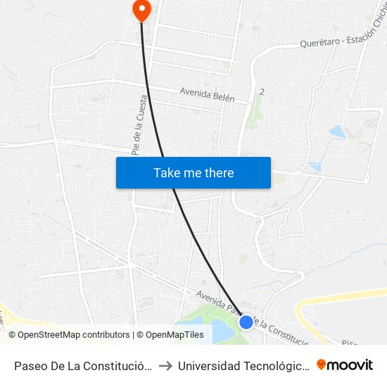 Paseo De La Constitución Y Río Tamesis to Universidad Tecnológica De Querétaro map