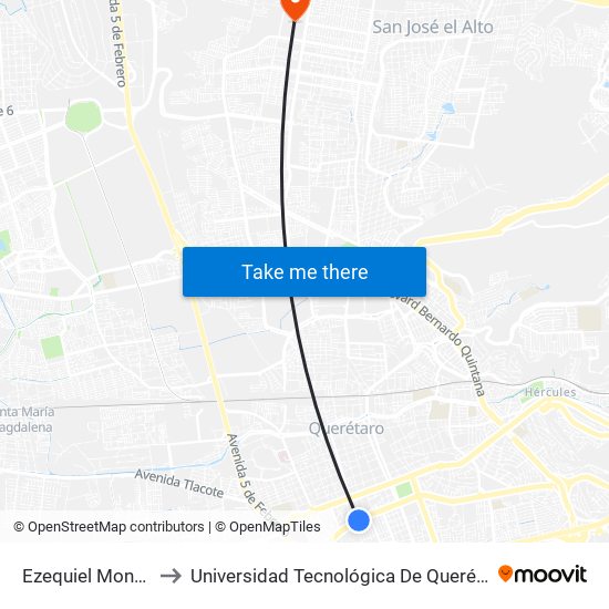 Ezequiel Montes to Universidad Tecnológica De Querétaro map