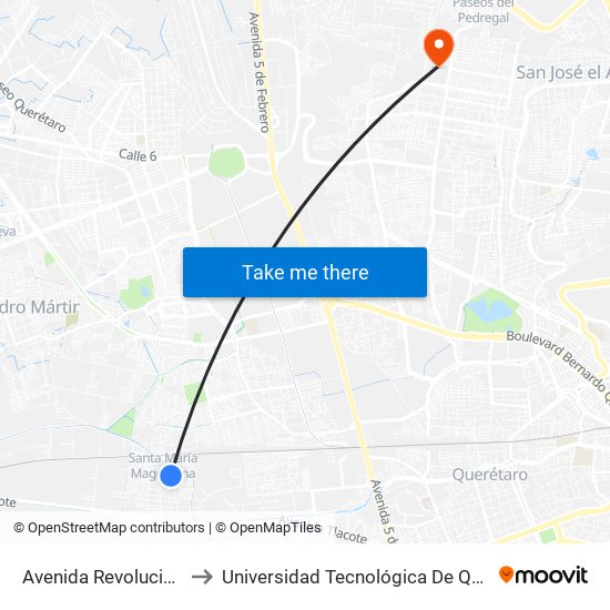 Avenida Revolución, 37 to Universidad Tecnológica De Querétaro map