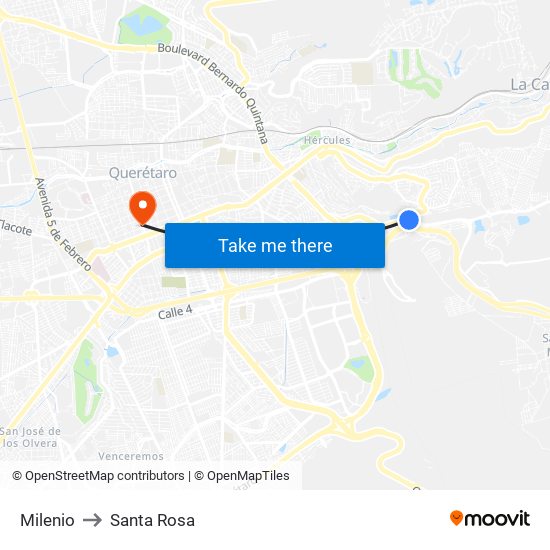 Milenio to Santa Rosa map