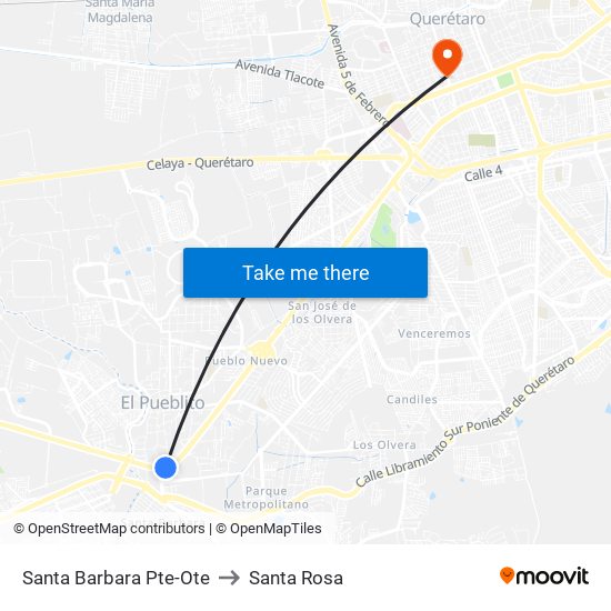 Santa Barbara Pte-Ote to Santa Rosa map