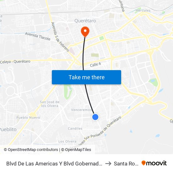 Blvd De Las Americas Y Blvd Gobernadores to Santa Rosa map