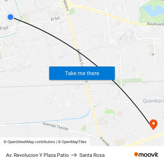 Av. Revolucion Y Plaza Patio to Santa Rosa map