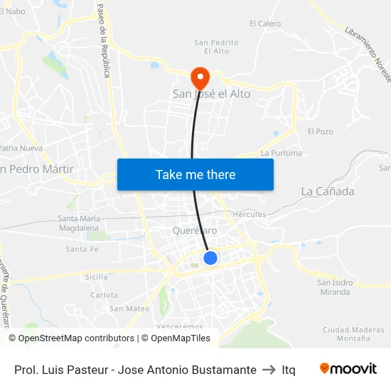 Prol. Luis Pasteur - Jose Antonio Bustamante to Itq map