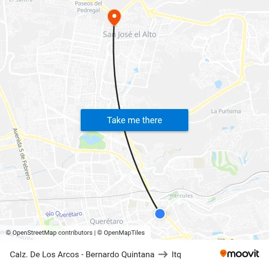 Calz. De Los Arcos - Bernardo Quintana to Itq map