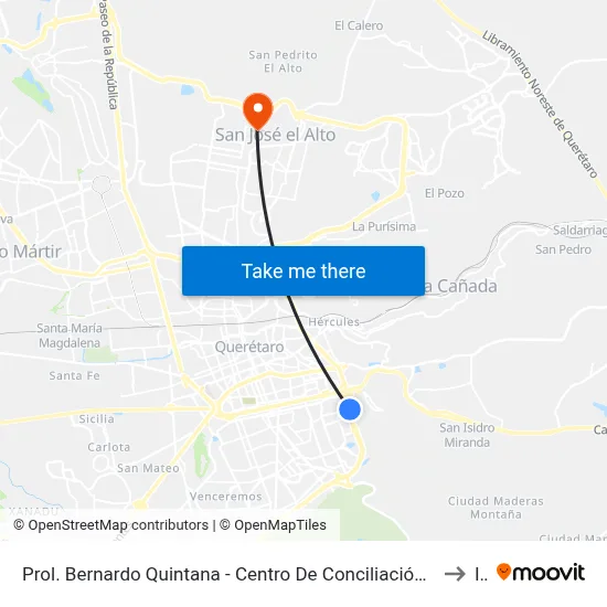Prol. Bernardo Quintana - Centro De Conciliación Laboral Del Estado De Querétaro to Itq map