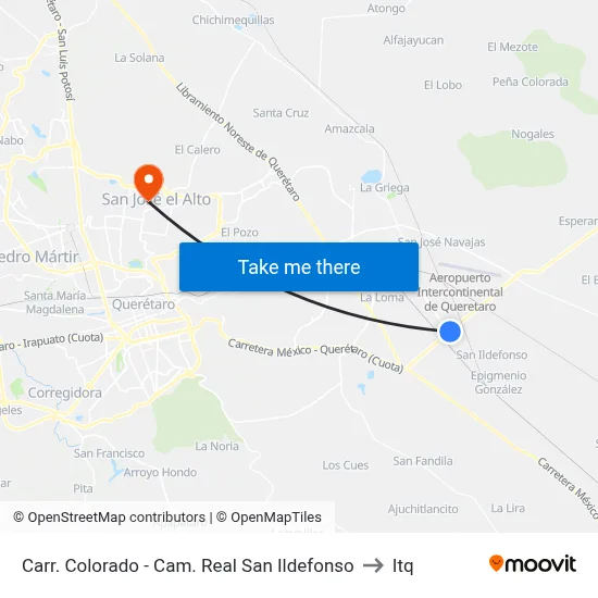 Carr. Colorado - Cam. Real San Ildefonso to Itq map