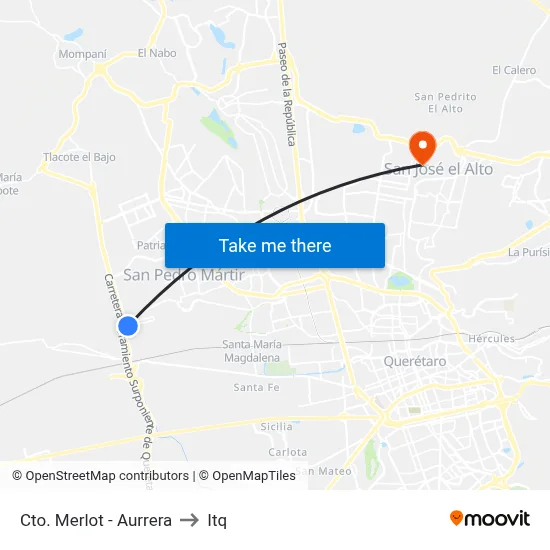 Cto. Merlot - Aurrera to Itq map