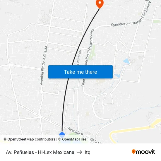 Av. Peñuelas - Hi-Lex Mexicana to Itq map
