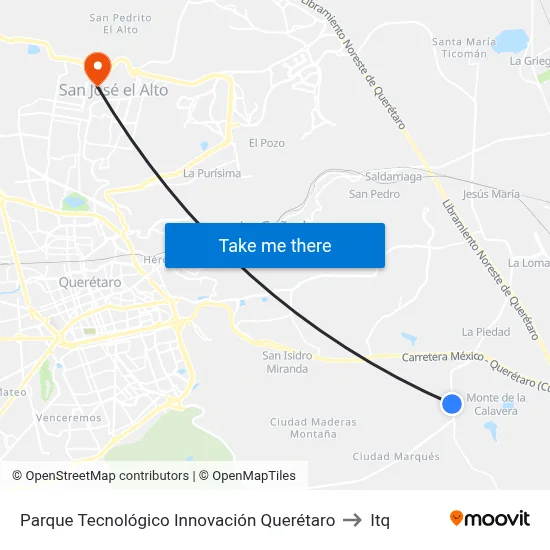 Parque Tecnológico Innovación Querétaro to Itq map
