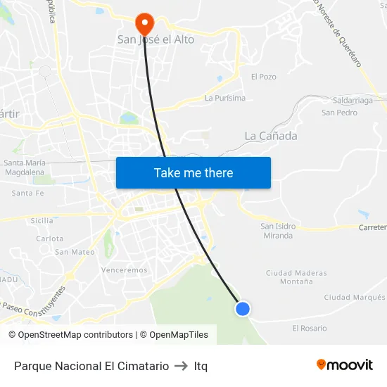 Parque Nacional El Cimatario to Itq map