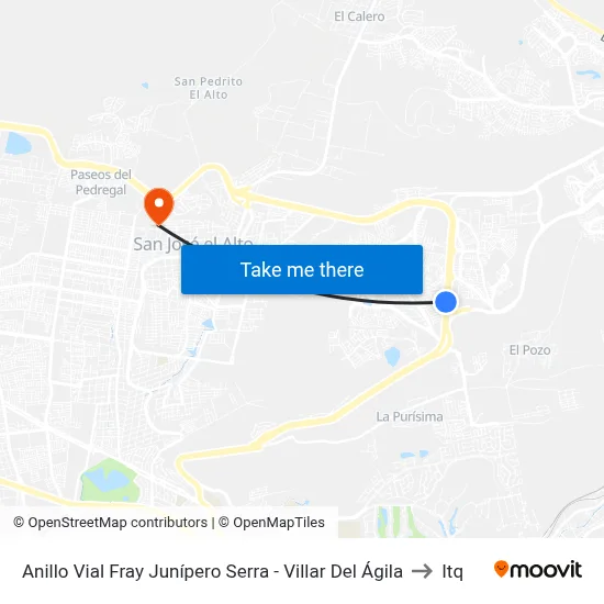 Anillo Vial Fray Junípero Serra - Villar Del Ágila to Itq map